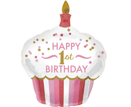 #BFK Balon foliowy 73 x 91 cm, 1st Birthday Cupcake Girl, SuperShape