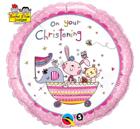 #BFK Balon foliowy 18" QL CIR "On Your Christening (różowy)" KK