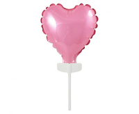 #BFK Balon foliowy 8 cm serce na patyczku, różowe KK