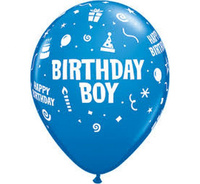 #BL Balon QL 11" z nadr. "Birthday Boy", pastel niebieski / 6 szt. KK