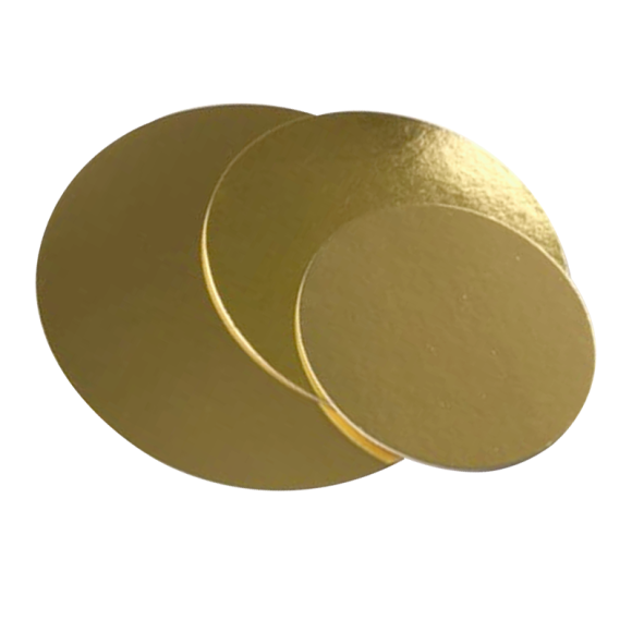 Złoty podkład pod ciasto 18 cm - widok z przodu na powierzchnię i brzegi