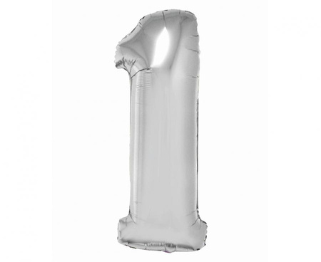 #BFC28 Balon foliowy Smart, Cyfra 1, srebrna, 76 cm
