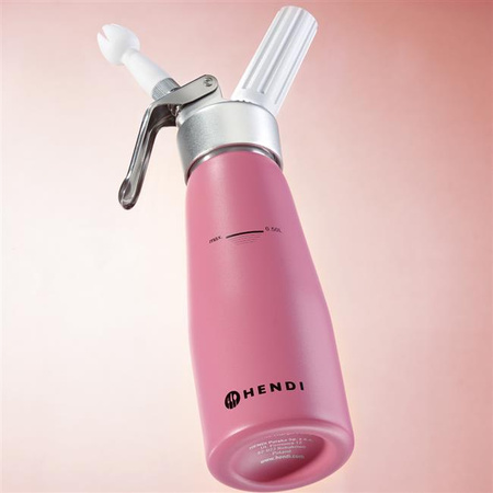 Syfon do bitej śmietany 0,5L, Pastelowy różowy, ?80x(H)260mm HENDI