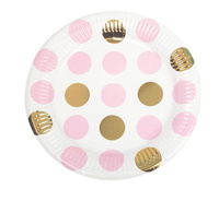 #ZTA Talerzyki papierowe "Pattern Works - Plate Pink Dots", 23 cm, 8 szt.