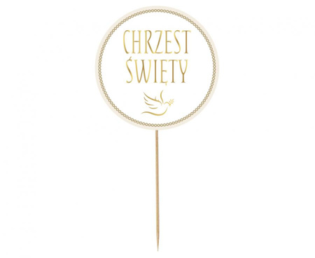 #DETO Dekoracja papierowa na tort Chrzest Święty - gołąbek, średnica 14 cm KK