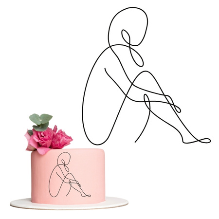 Topper decor na bok tortu linearny SYLWETKA KOBITY KOBIETA WZ.I
