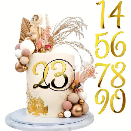 Topper na tort cyfra 3 TRZY TRÓJKA 4,5x3 cm