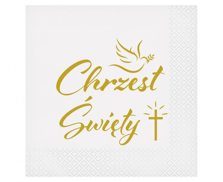 #ZSE_GD Serwetki Chrzest Święty (gołąbek i krzyż), certyfikat FSC, 33x33 cm/ 20 szt.