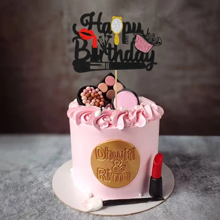 Papierowy topper na tort Happy Birthday KOSMETYKI TOPPER DLA KOBIETY