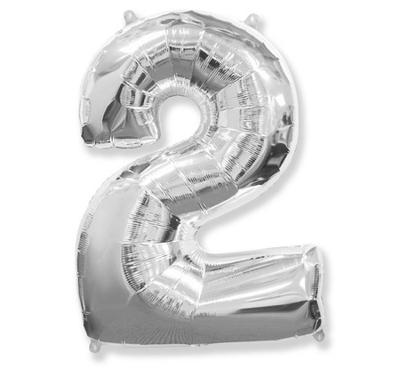 #BFK Balon foliowy FX - Number 2 srebrny 85 cm KK, niepakowany
