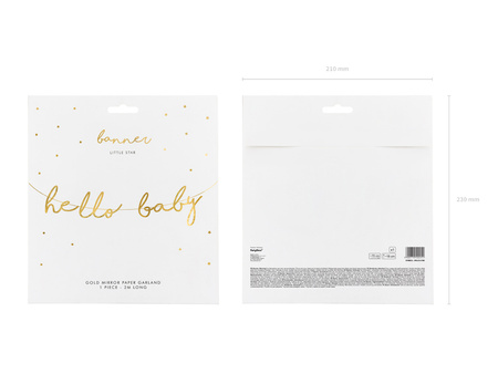 Baner Little Star - Hello Baby, złoty, 18x70cm