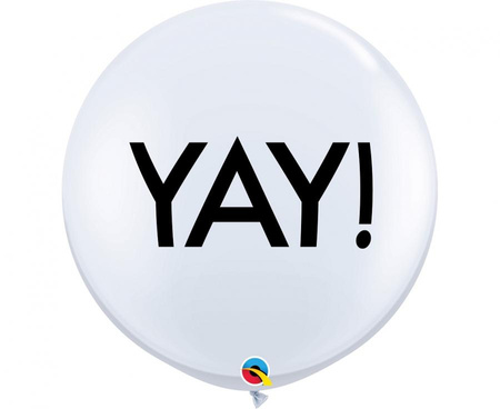 #BL Balon QL 36 cali RND  z nadr. Yay!, biały, 2 szt. KK