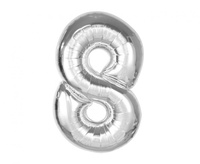 #BFC38 Balon foliowy Smart, cyfra 8, srebrna, 92 cm  KK