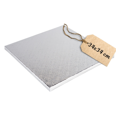 Podkład pod tort SREBRNY 34x34 cm h 10 mm Julita