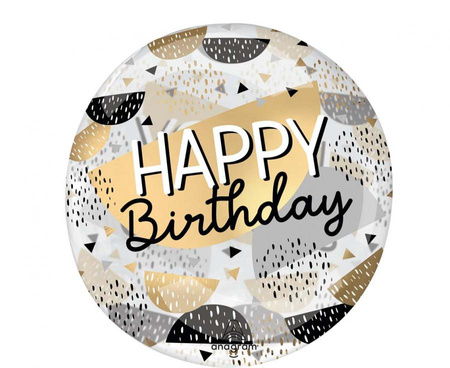 #BFK Balon foliowy Happy birthday black & gold