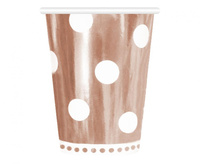 #ZKU_GD Kubeczki papierowe B&C Groszki, różowo-złote, 266 ml, 6 szt. KK