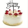 Topper na tort urodzinowy czarny HAPPY BIRTHDAY 12x10,5 cm WZ. I