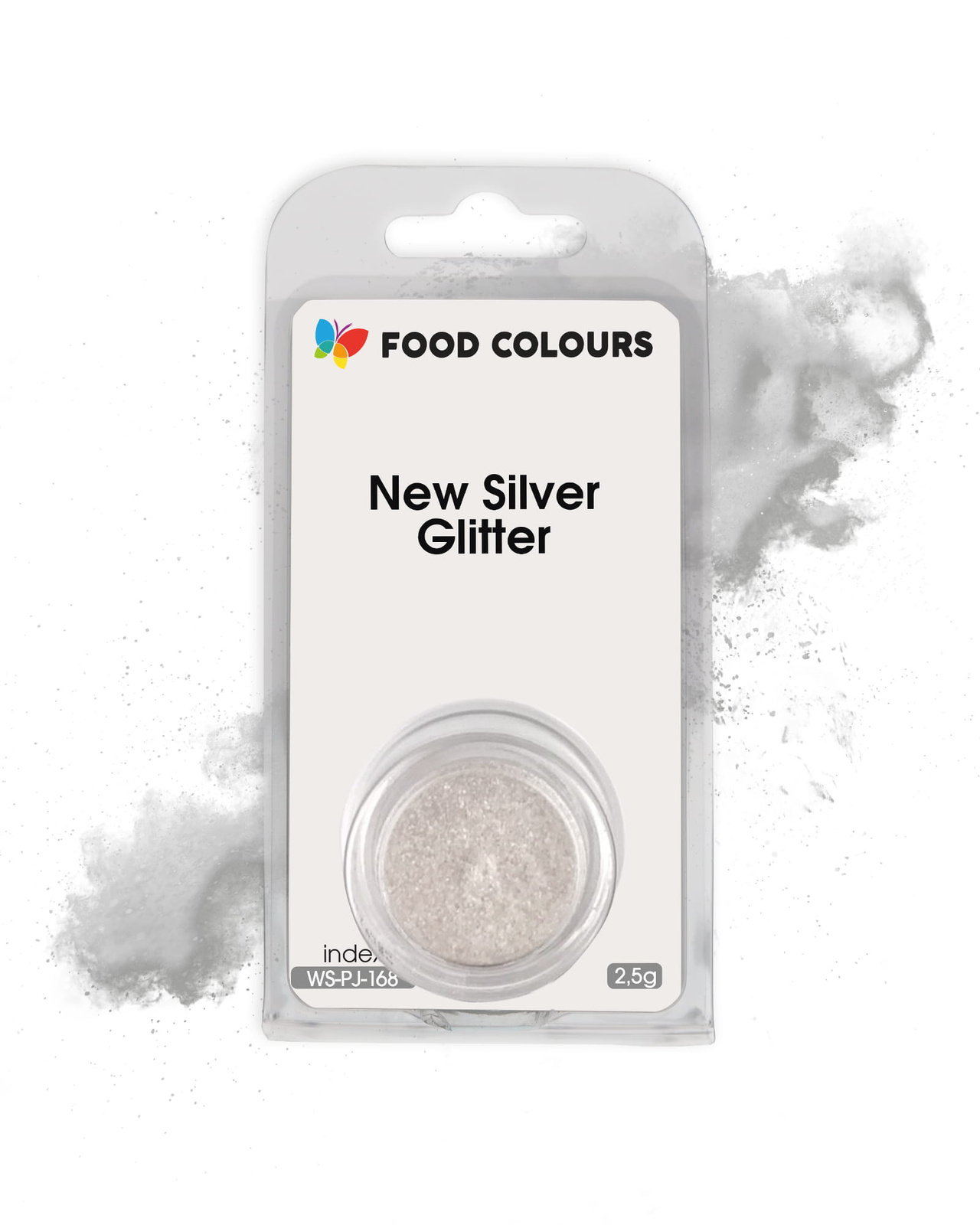 Barwnik w proszku NEW SILVER GLITTER Mini Jar 2,5g Food Colours - srebrny barwnik spożywczy w proszku