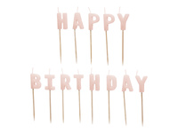 Świeczki urodzinowe Happy Birthday, 2,5 cm, różowy (1 op. / 13 szt.)
