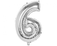 #BFC Balon foliowy BO 86 cm, cyfra 6, srebrny