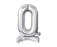 #BFC8 Balon foliowy B&C Cyfra stojąca 0, srebrna, 38 cm KK