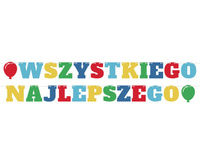 #DEGI Girlanda papierowa Wszystkiego Najlepszego, 2 baloniki, kolorowa, 2x300 cm KK
