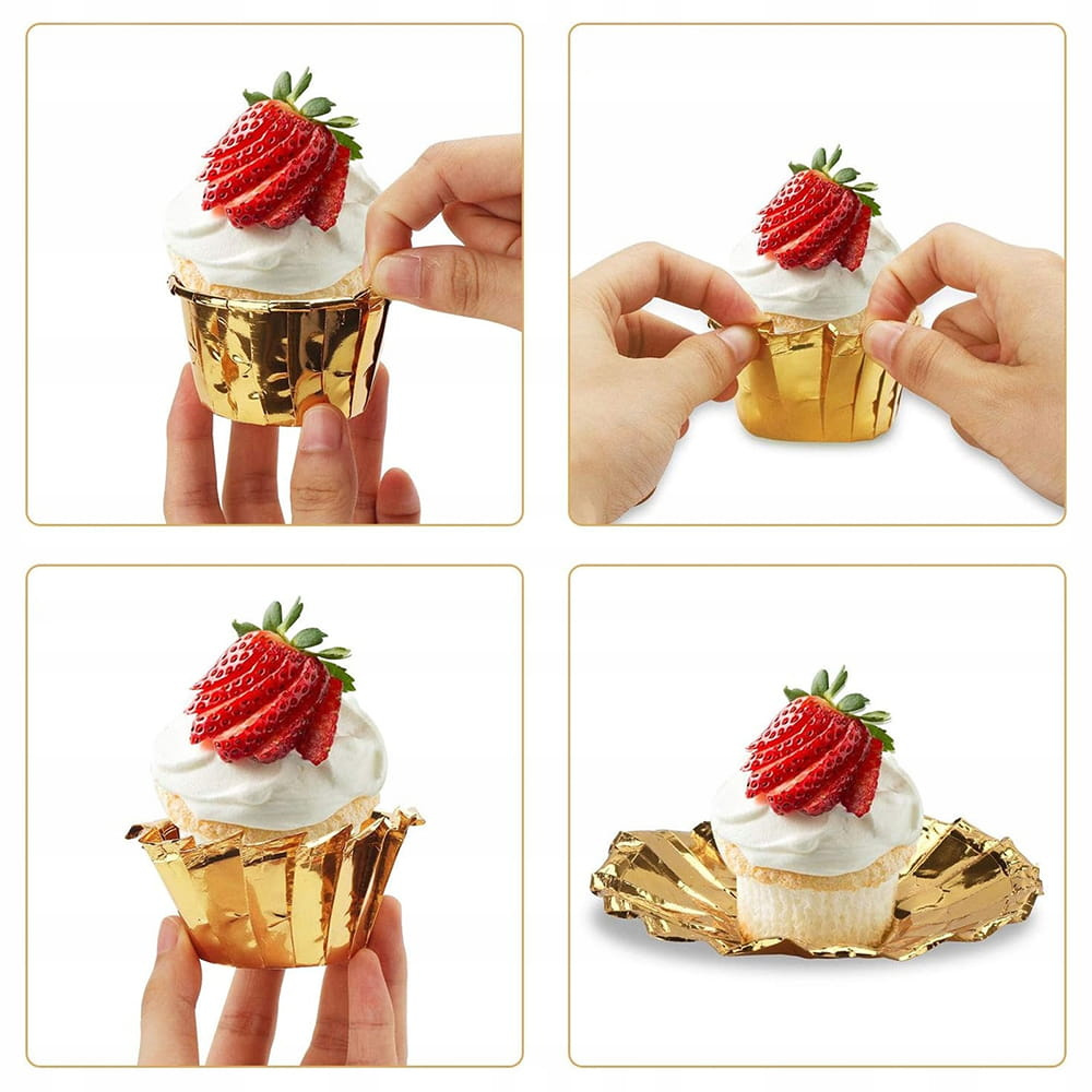 Papilotki kubeczki złote – prezentacja stabilnej formy i wysokości