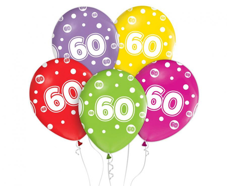 #BL Balony z cyframi: 60, 12 cali/ 5 szt. KK