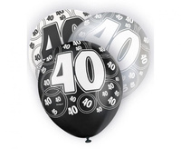 #BL Balon UQ 12" Glitz z nadr. 40, czarny miks, 6 szt.
