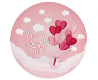 #ZTA_GD Talerzyki papierowe Kolekcja Love Is In The Air (różowe), 18 cm/ 6 szt. KK
