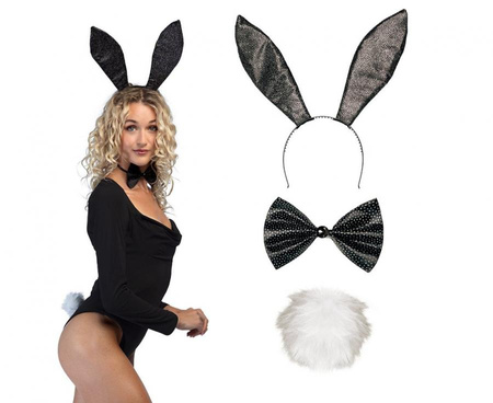 #STAI Zestaw Bunny black (diadem, muszka, ogon)