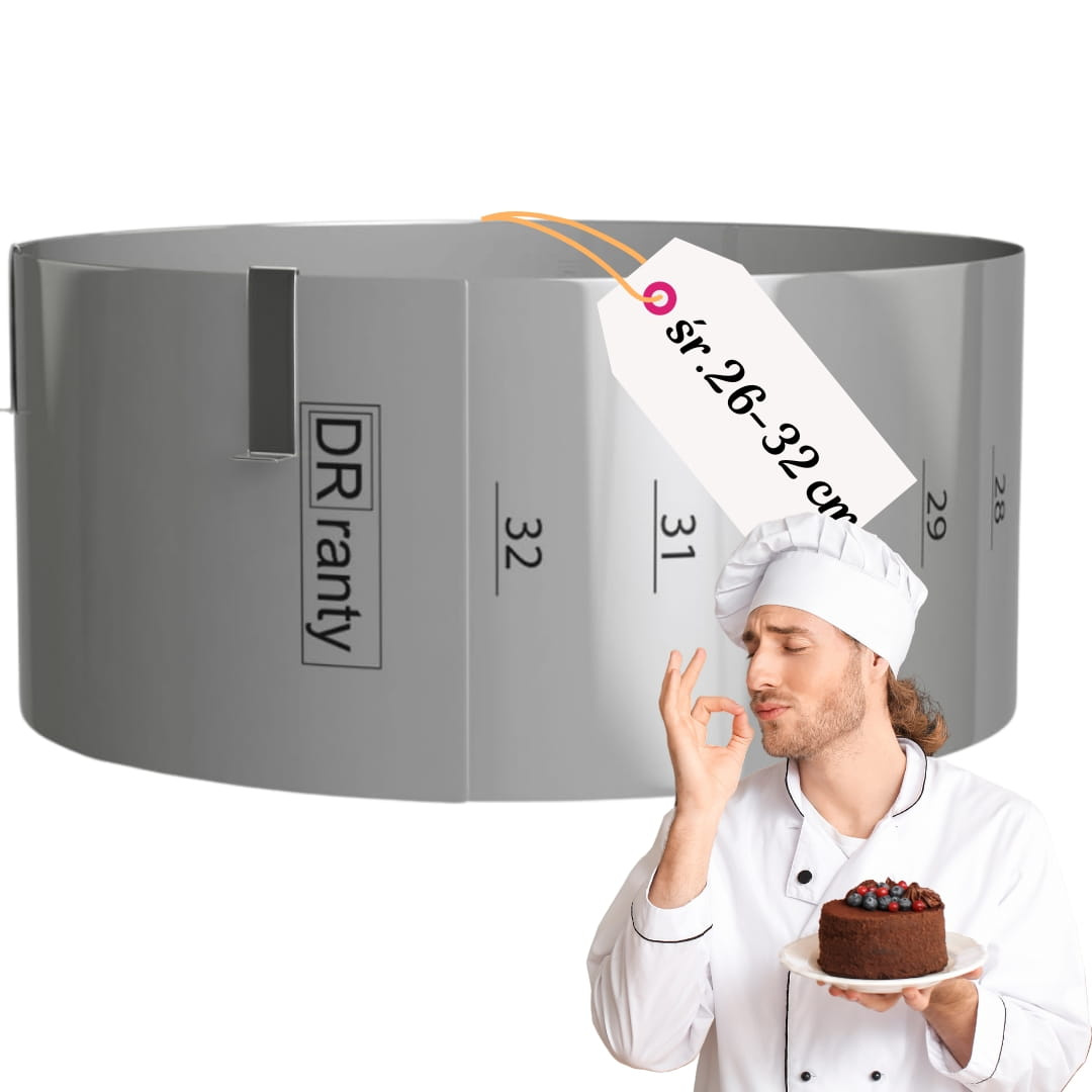 Rant regulowany z podziałką 26–32 cm, wysokość 14 cm, widok ogólny