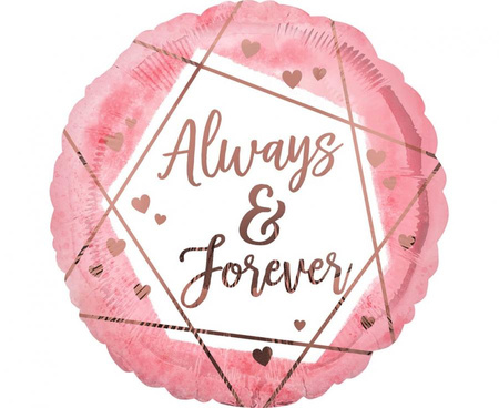 #BFK Balon foliowy 18" CIR - Always&forever, różowy, zapakowany