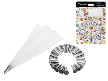 Zestaw do dekoracji ciast PRACTCO 23 elementy TYLKI + RĘKAW CUKIERNICZY