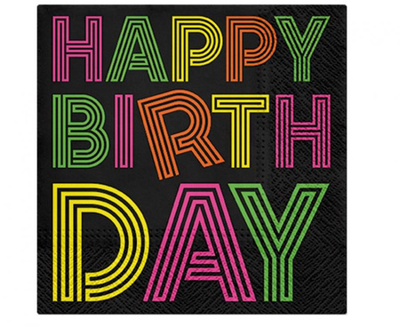 #ZSE Serwetki papierowe PAW Birthday Neons, kolorowe, 33x33 cm, 20 szt.
