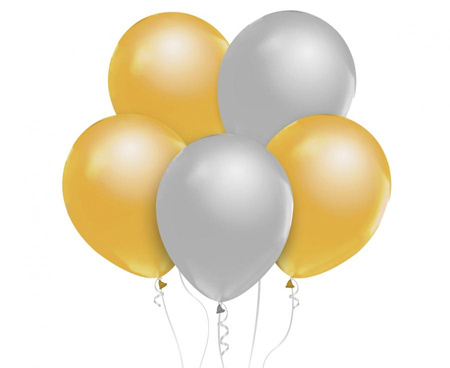#BL Balony B&C mix: metaliki złote i srebrne, 12"/ 50 szt.