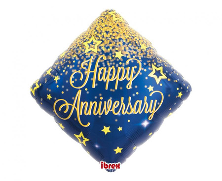 #BFK Balon Ibrex Hel, diament 14", Happy Anniversary Glitter, packed