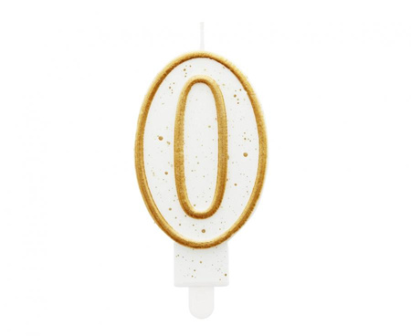 #SC2 Świeczka B&C cyferka "0", złoty kontur, 6,5 cm