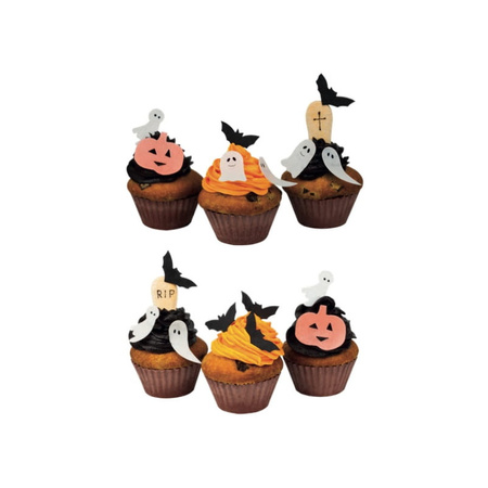 Dekoracje waflowe na tort muffinki Halloween Dynia Duszek Nietoperz 25 szt.Rose Decor