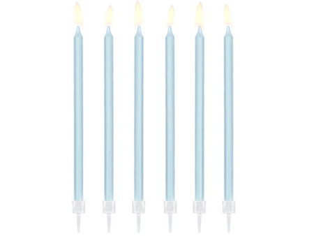 Świeczki urodzinowe gładkie NIEBIESKIE 12 szt. Party Deco