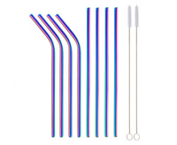 #ZSŁ Rurki metalowe, tęczowe, 4 proste, 4 zagięte i 2 szczoteczki KK