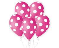 #BL Balony Premium Grochy, różowe, 12"/ 5 szt.