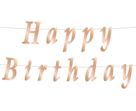 #DEGI Girlanda B&C Happy Birthday, DIY, metaliczna różowo-złota, 11x200 cm