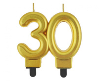 #SC11 Świeczka B&C cyferka 30, metalik złota, 8.0 cm
