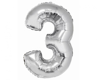 #BFC28 Balon foliowy Smart, Cyfra 3, srebrna, 76 cm