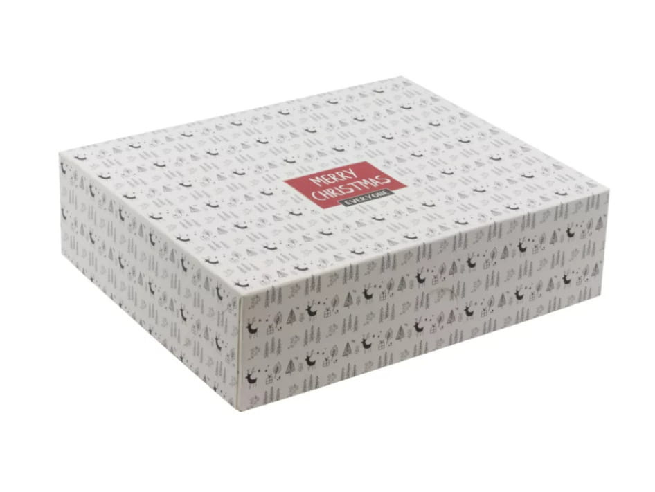 Czerwone świąteczne pudełko na ciasto Merry Christmas z tektury litej