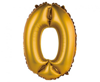 #BFC11 Balon foliowy "Cyfra 0", złota, matowa, 35 cm KK