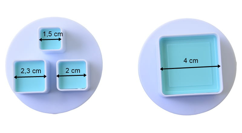 Foremki kwadratowe z tłoczkiem w różnych rozmiarach
