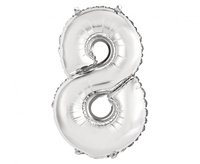 #BFC56 Balon foliowy "Cyfra 8", srebrna, 35 cm KK