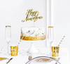 Topper na tort Happy New Year, złoty, 24cm Party Deco